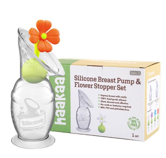 Haakaa 150Ml Silicone Breast Pump & Stopper Gift Box Orange