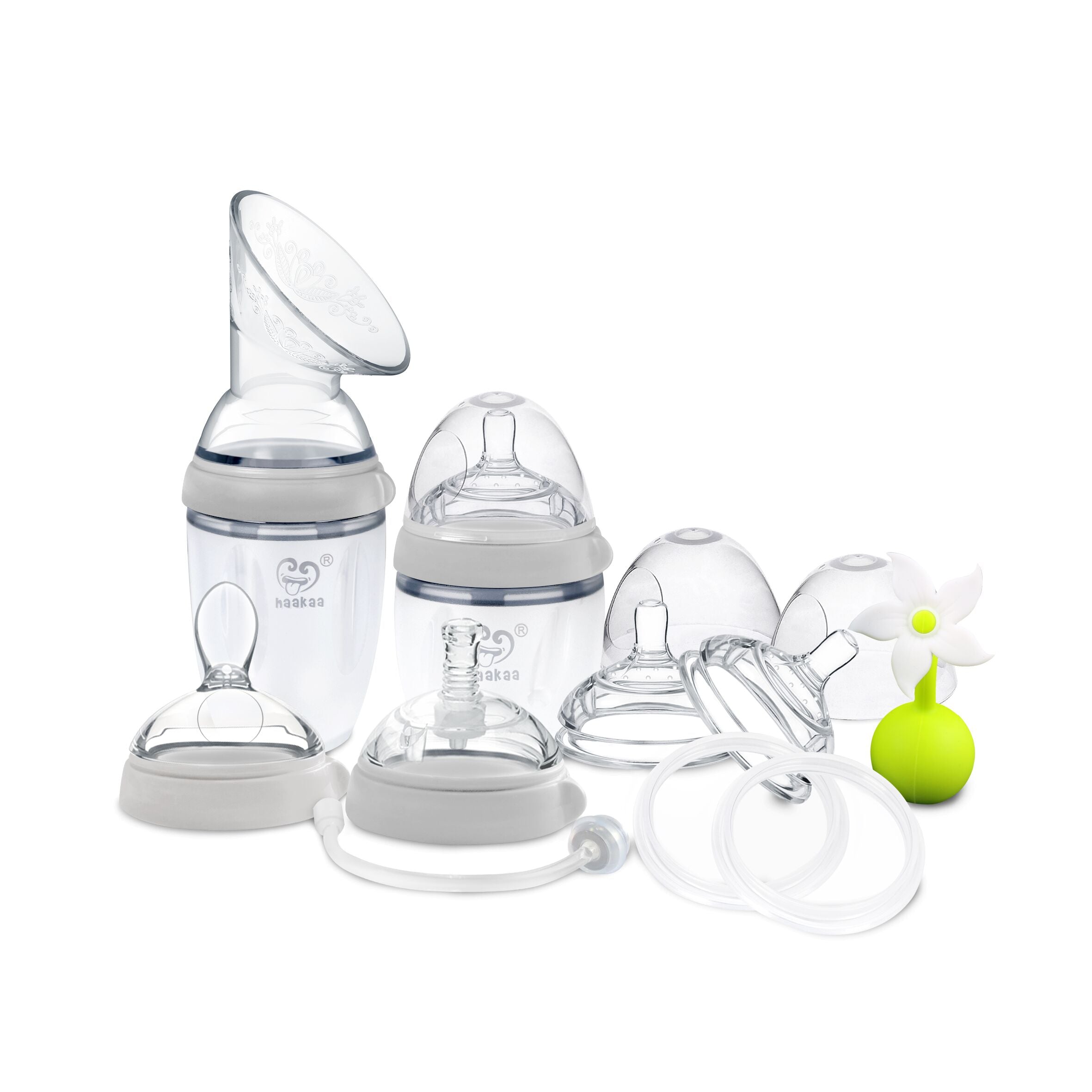 Haakaa Gen 3 Premium Silicone Pump And Bottle Pack -Grey