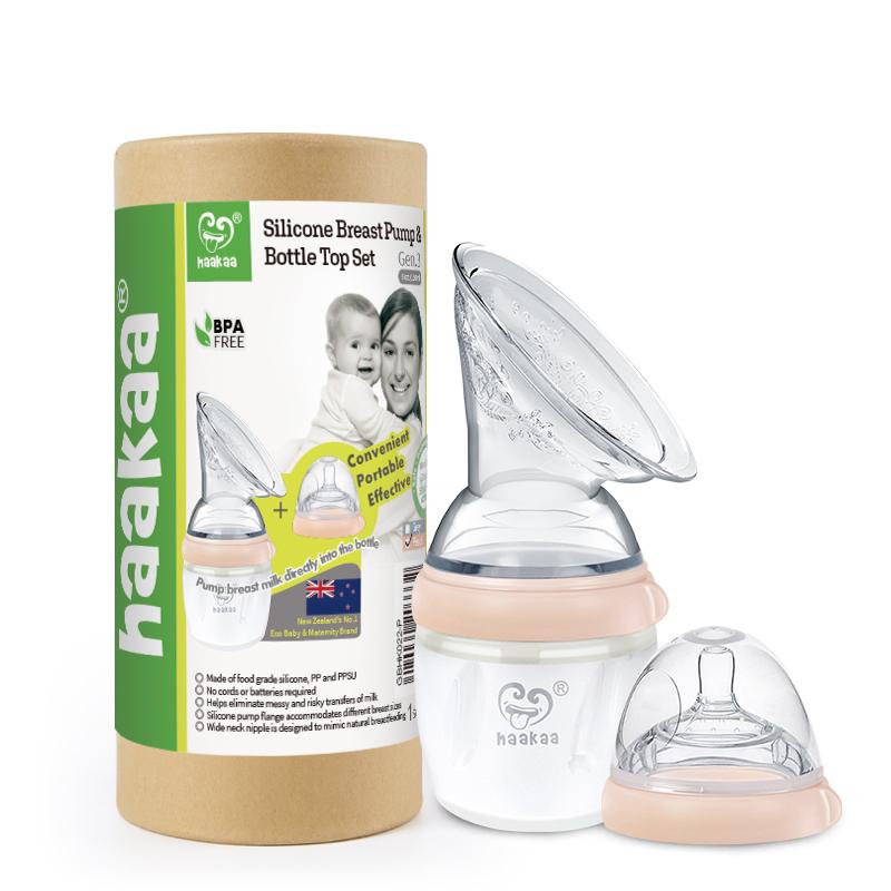 Haakaa Gen 3 Silicone Pump & Bottle Set Peach