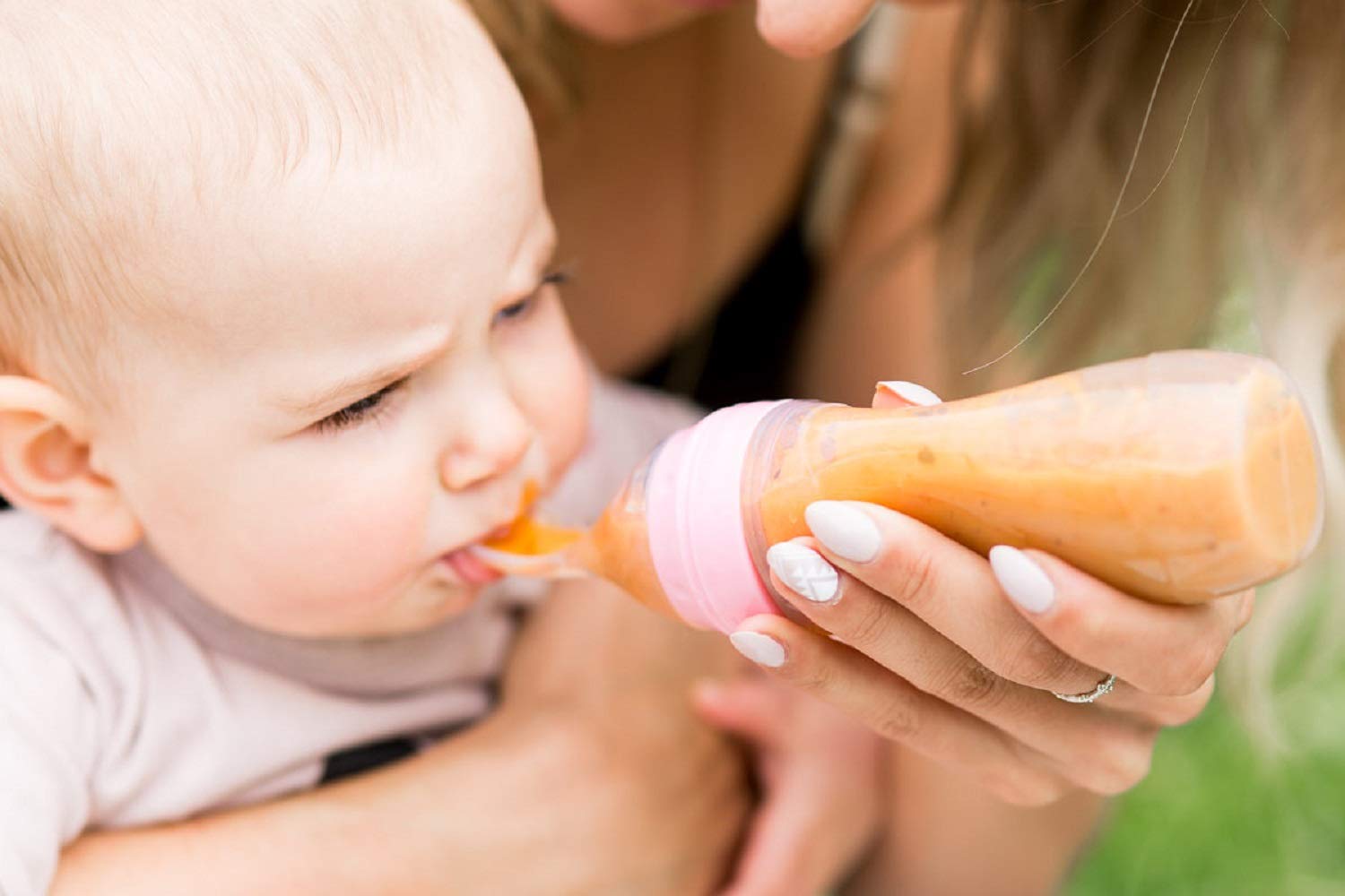 Haakaa Silicone Baby Food Dispensing Spoon Peach