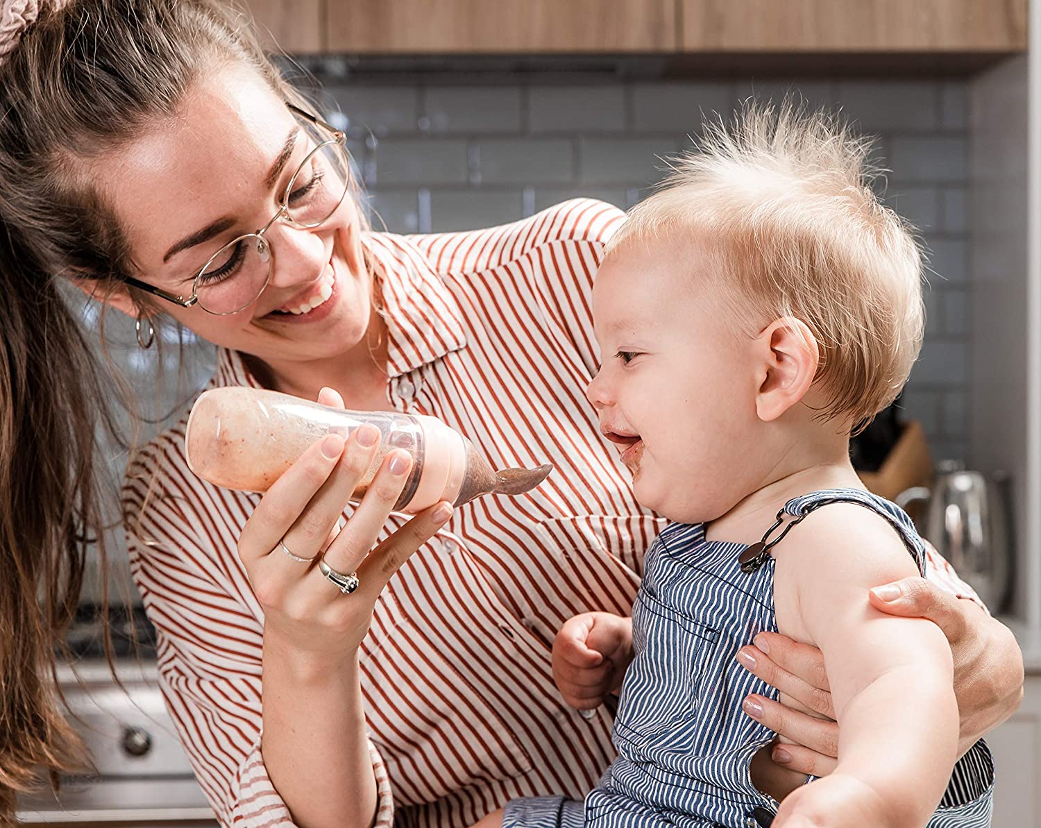 Haakaa Silicone Baby Food Dispensing Spoon Peach