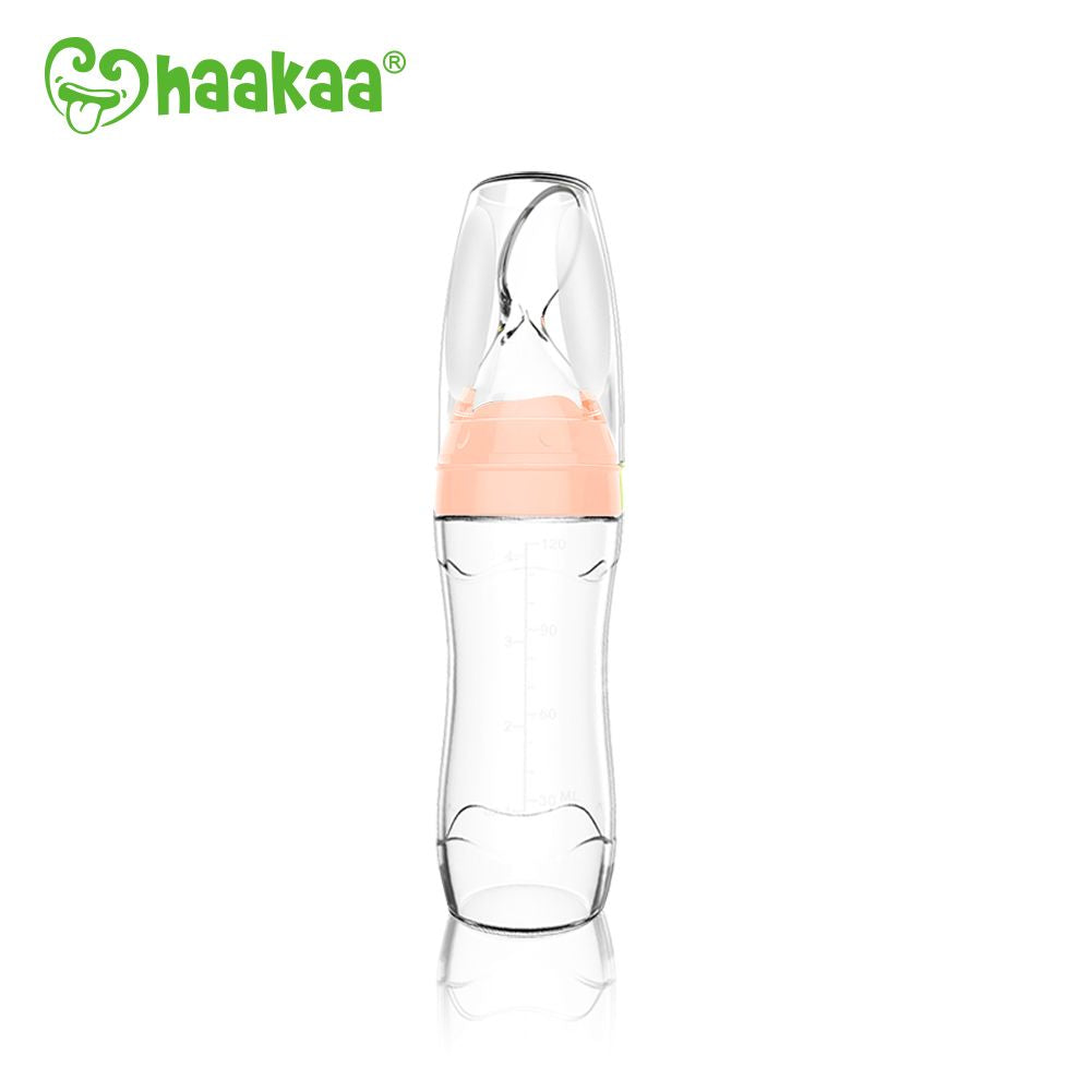 Haakaa Silicone Baby Food Dispensing Spoon Peach