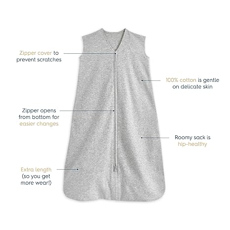 Halo Sleep Sack Sleeping Bag 0.5 Tog Cotton Heather Grey 18-36m