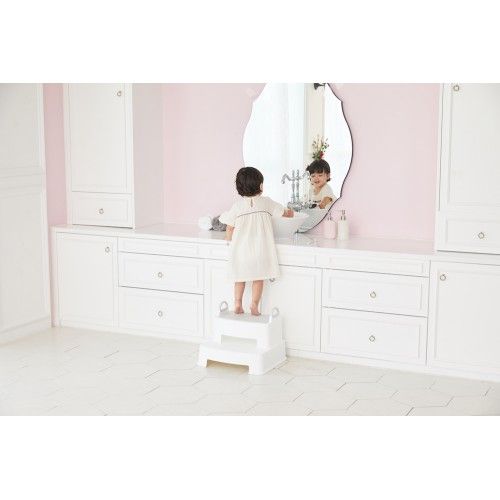 iFam Herringbone Handle Step Stool Double White