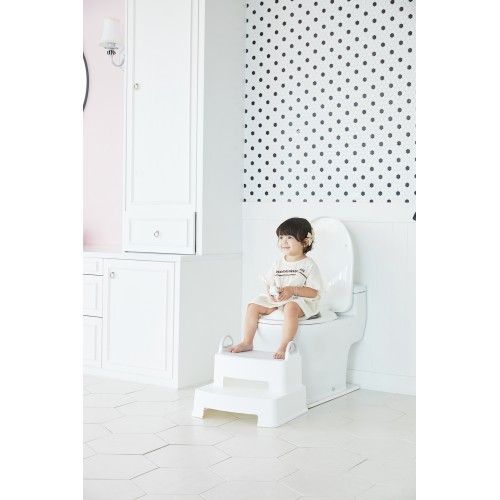 iFam Herringbone Handle Step Stool Double White