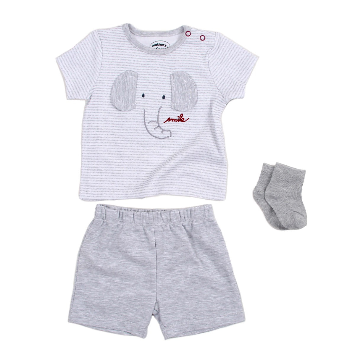 Mothers Choice 3 Pc Set Of T Shirt, Shorts And Socks