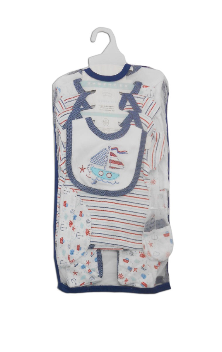 Mothers Choice Baby 8 Pcs Set Of Grower, Bodysuit, Pants, Bib, Hat, Socks, Tee & Tops - Blue