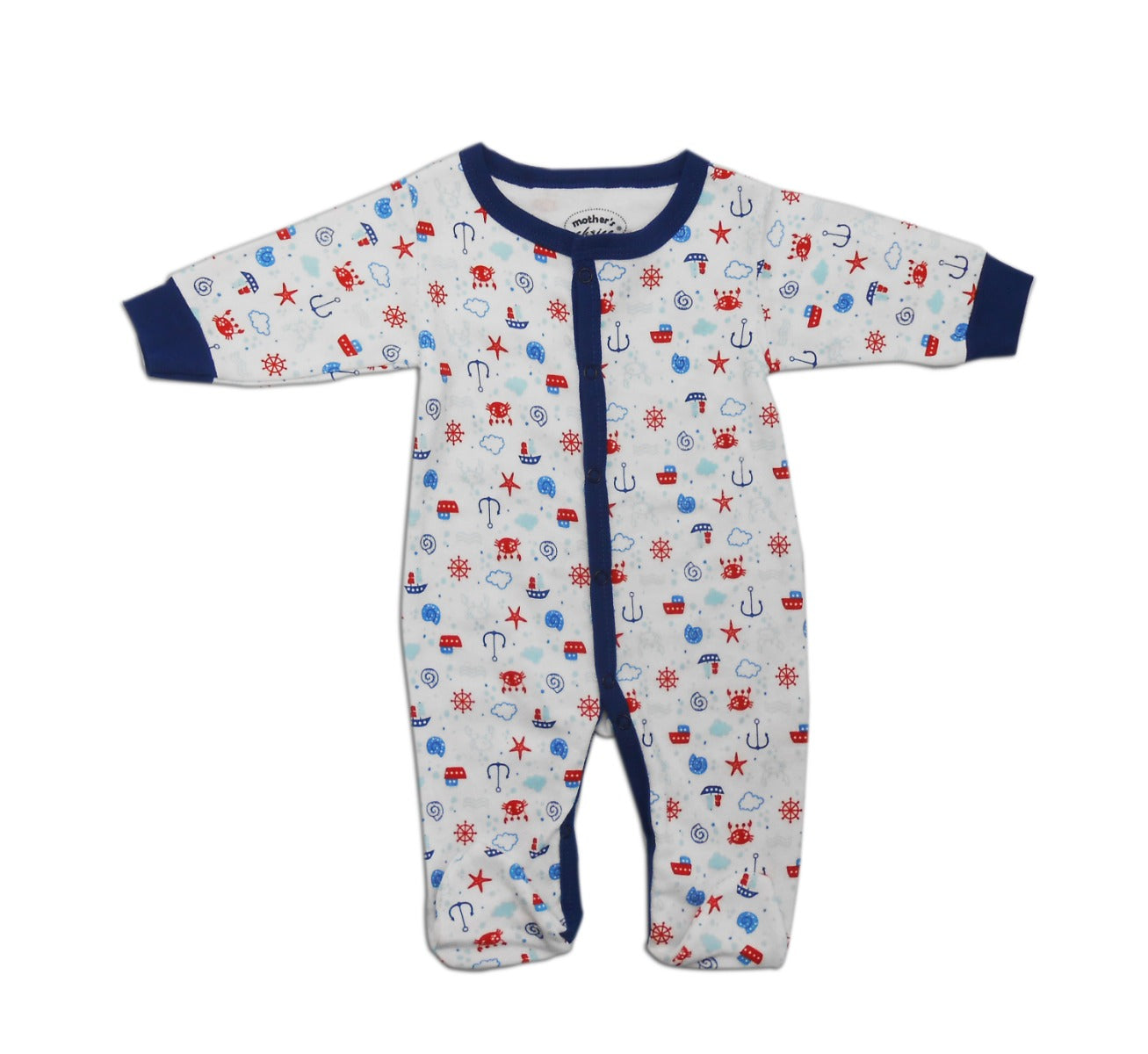 Mothers Choice Baby 8 Pcs Set Of Grower, Bodysuit, Pants, Bib, Hat, Socks, Tee & Tops - Blue