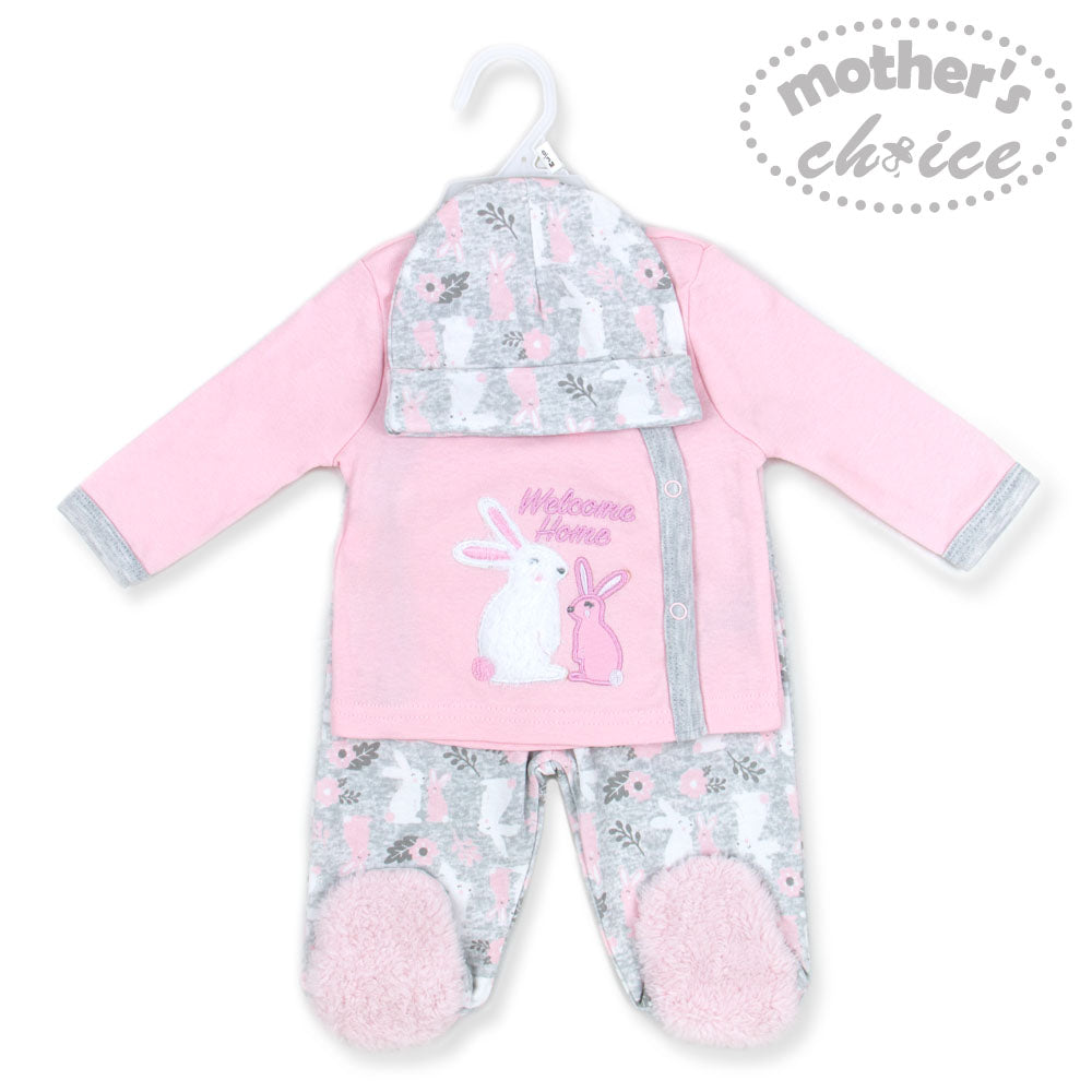 Mothers Choice Baby 3 Pcs Set Of Top, Pants And Hat