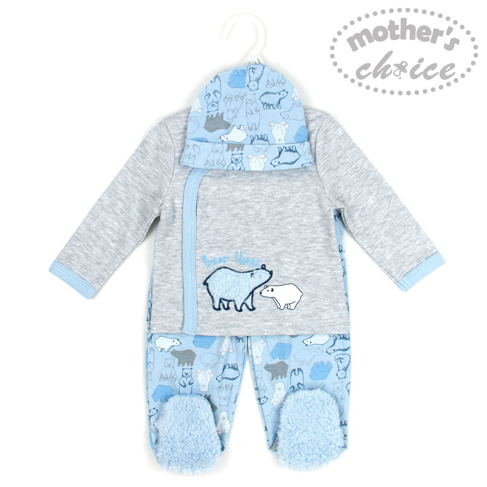 Mothers Choice Baby 3 Pcs Set Of Top, Pants & Hat