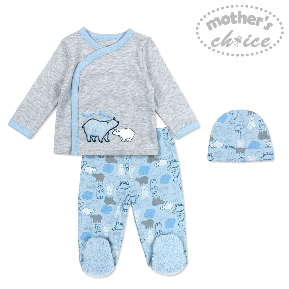 Mothers Choice Baby 3 Pcs Set Of Top, Pants & Hat