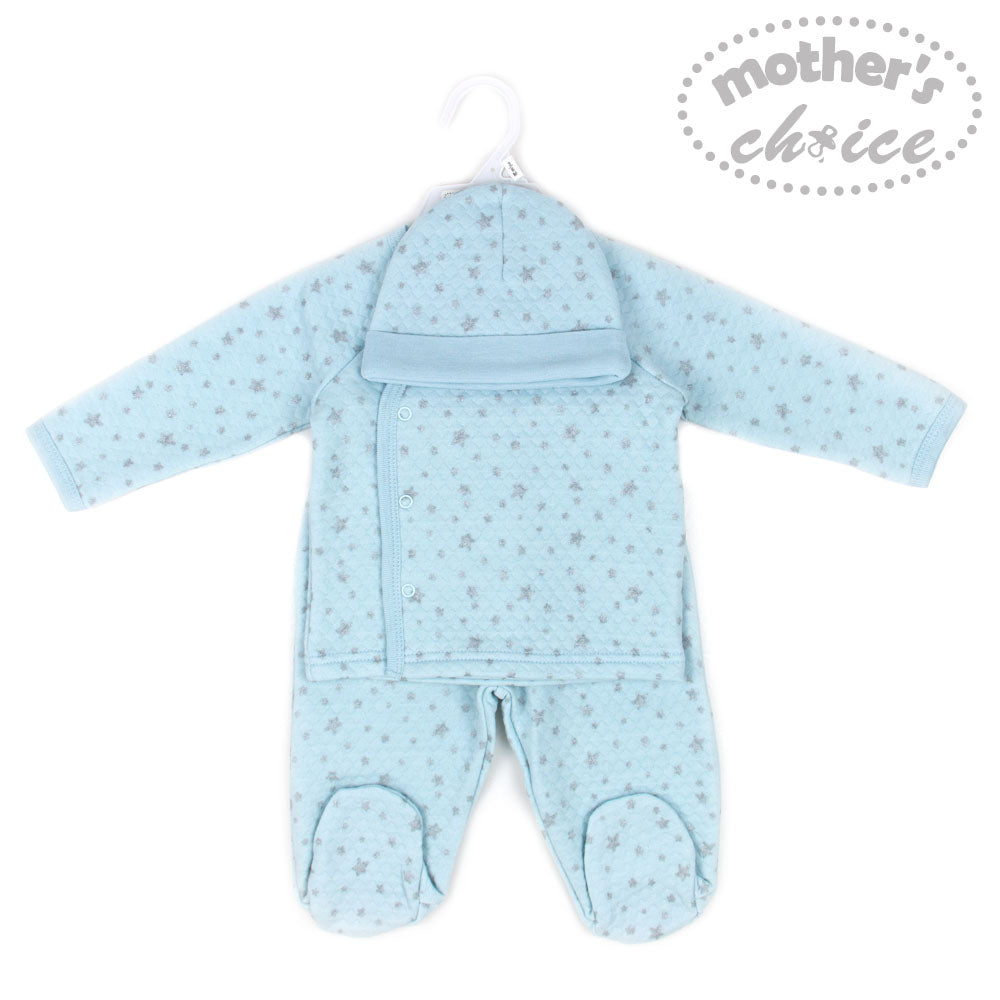 Mothers Choice Baby 3 Pcs Set Of Top, Pants & Hat Blue