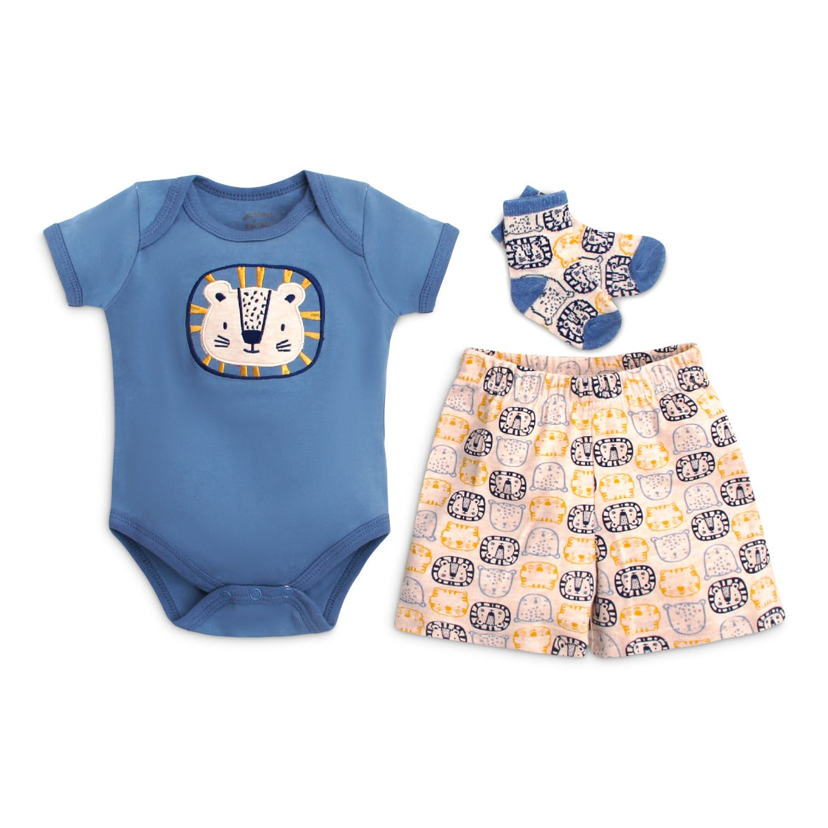 Mothers Choice Item:Baby Creeper Short Socks 3 Pc Set - Blue