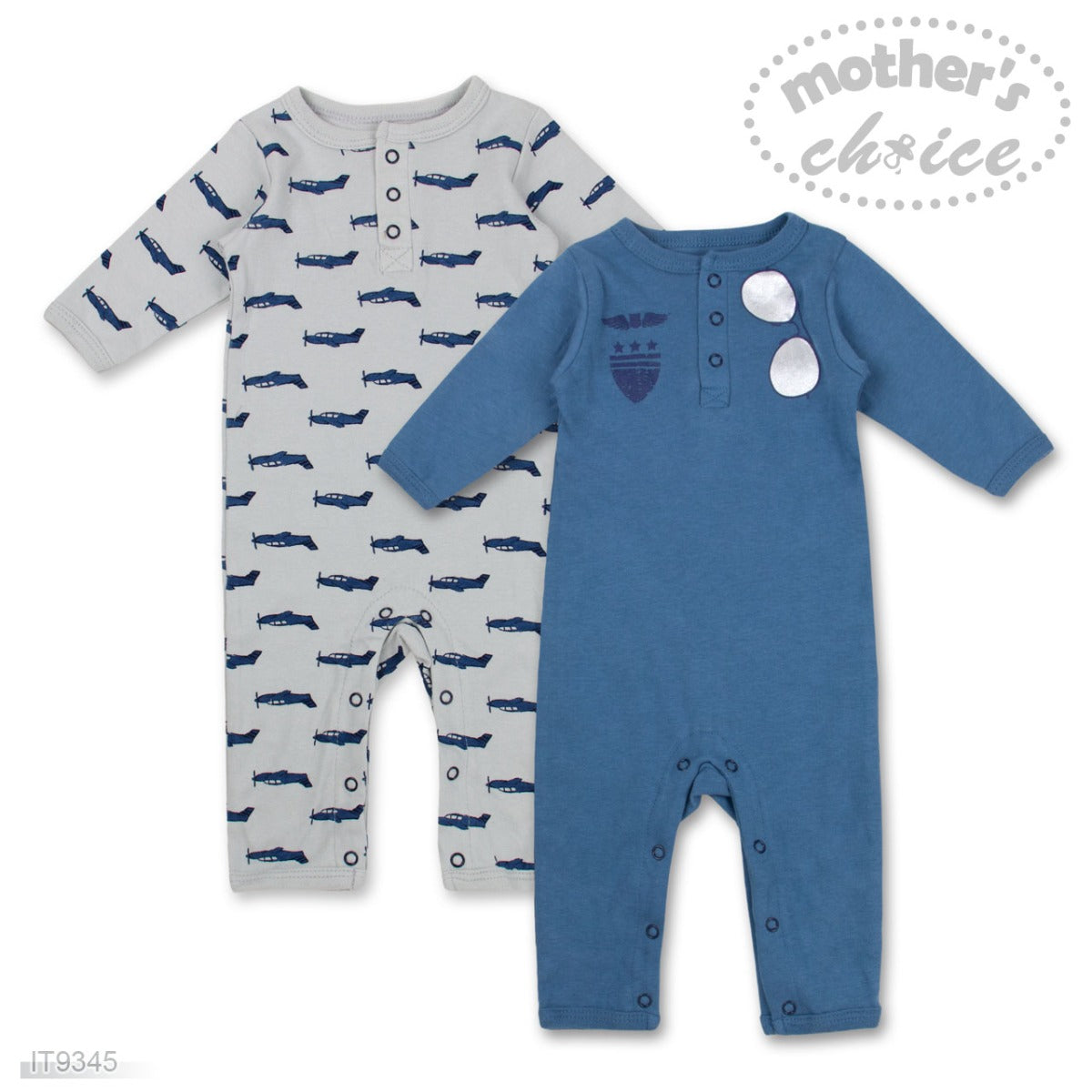 Mothers Choice Baby 2 Pack Romperblue