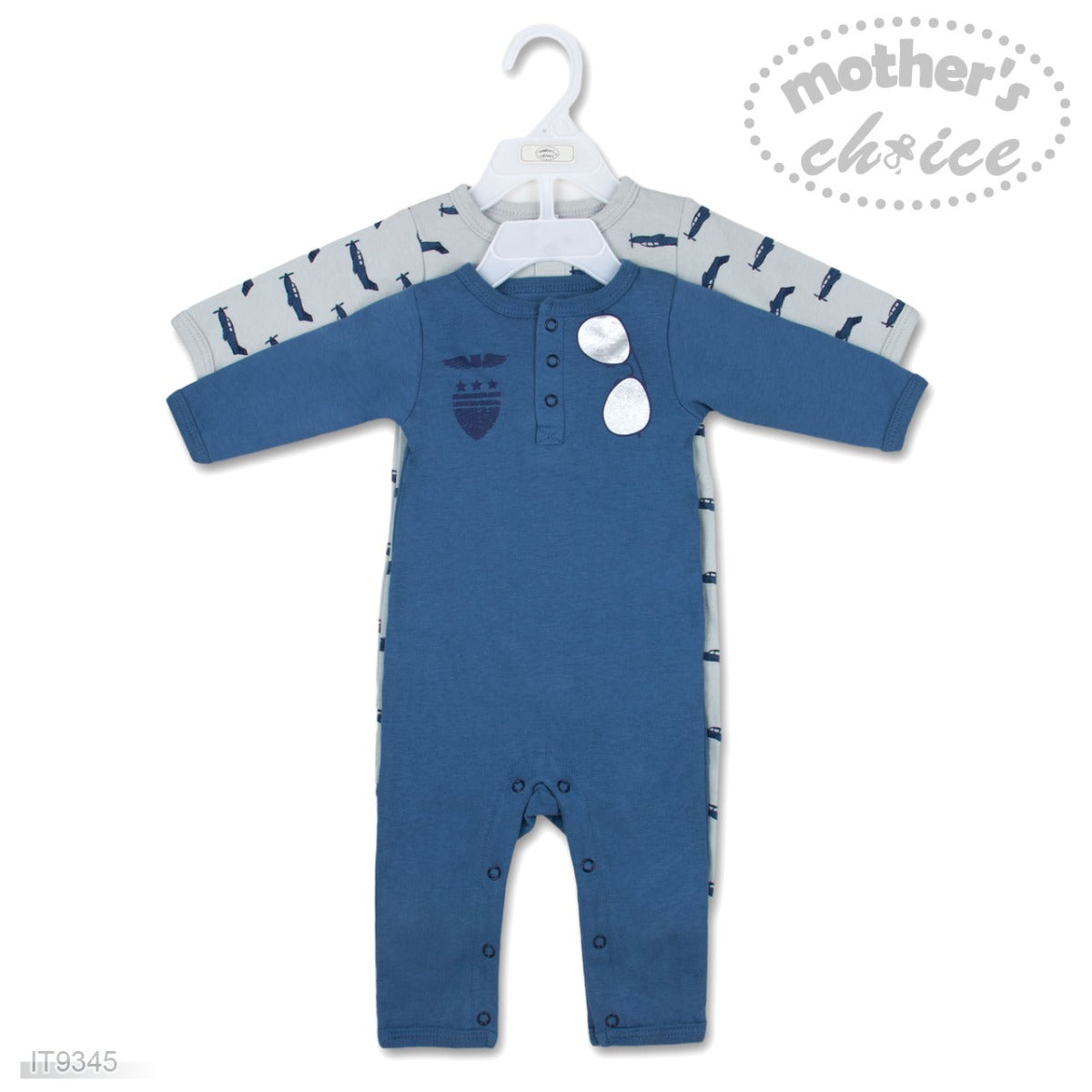 Mothers Choice Baby 2 Pack Romperblue