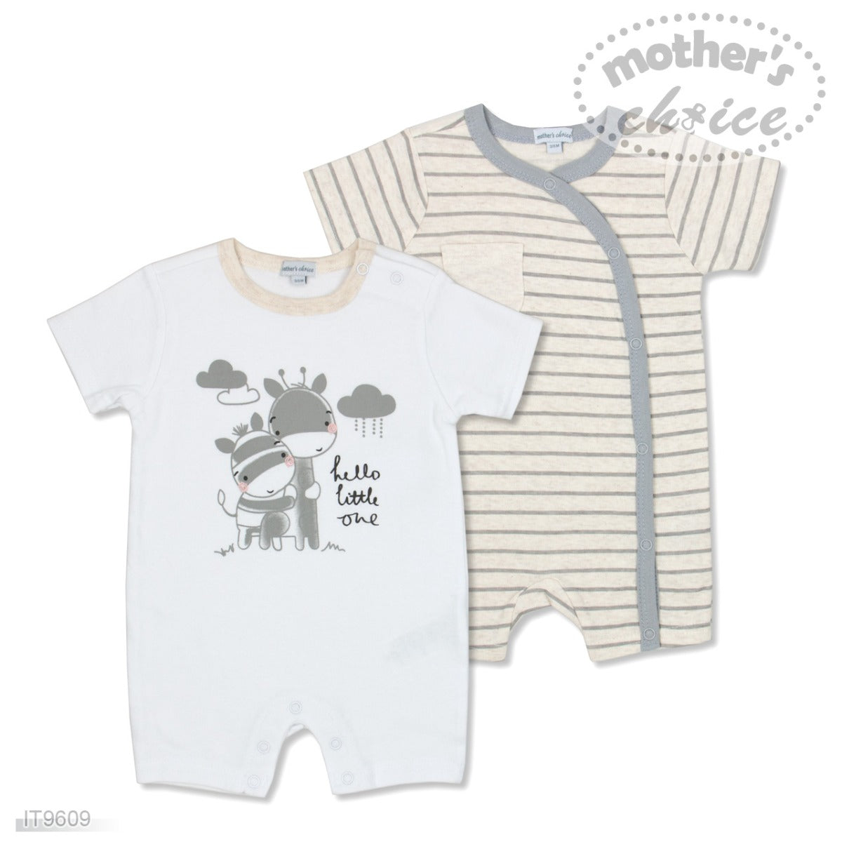 Mothers Choice Baby 2 Pack Short Romperwhite