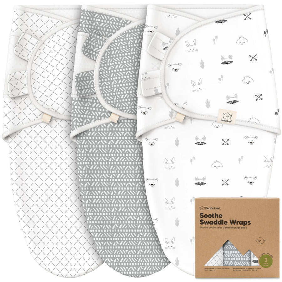 KeaBabies 3 Pack Soothe Swaddle Wrap Nordic