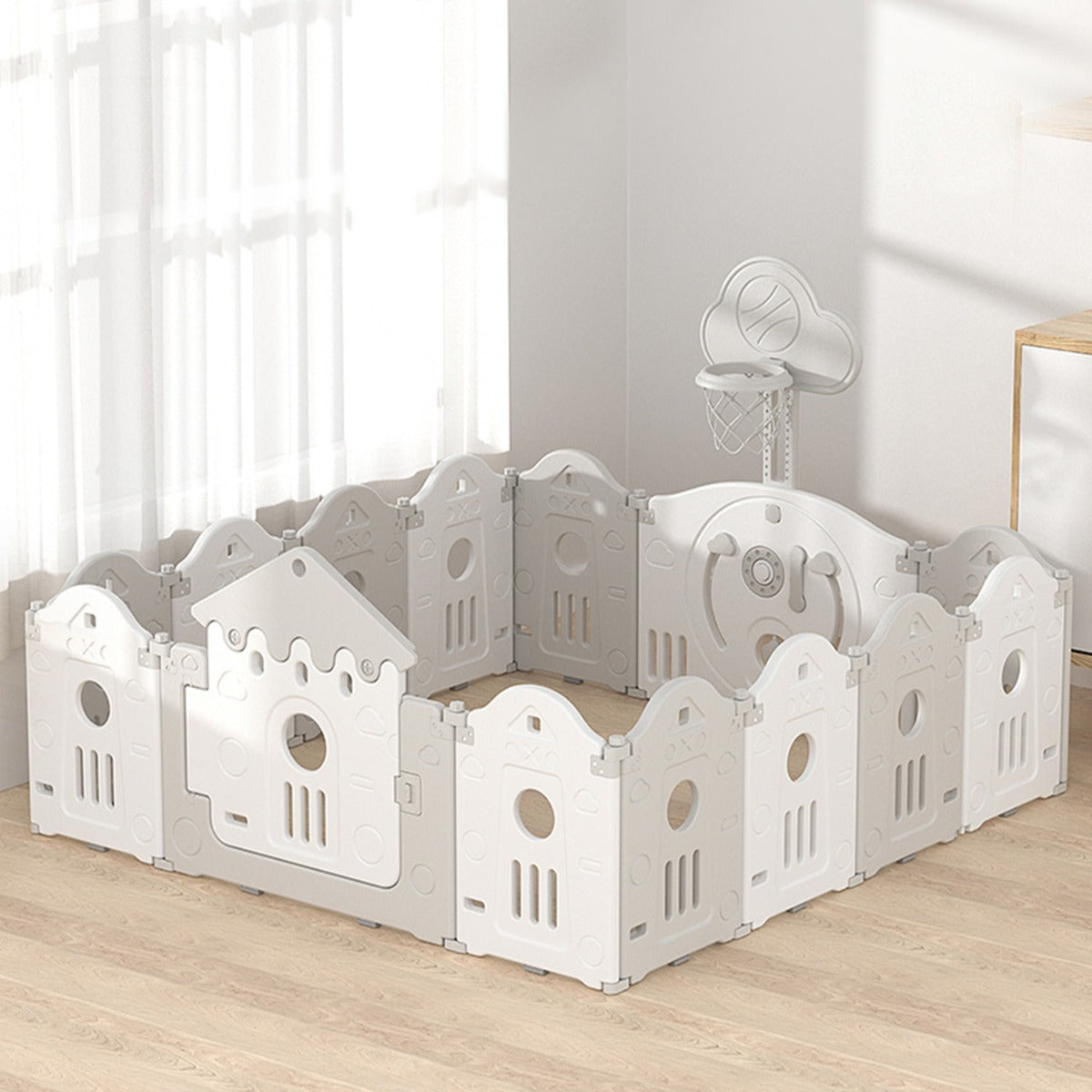 Little Angel Foldable Playpen White Grey