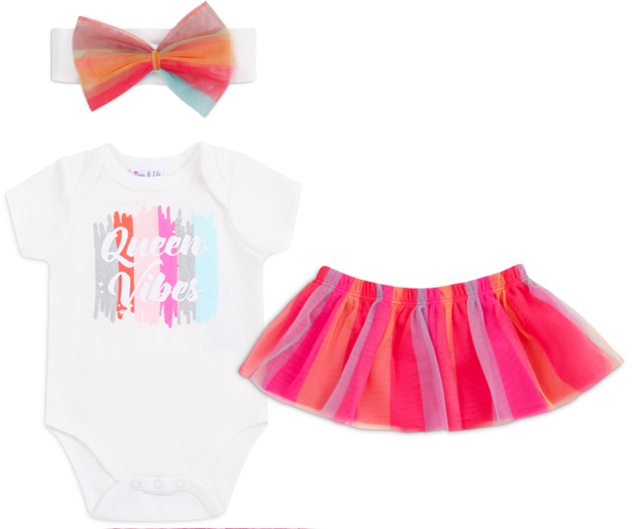 3 Pc Set Of Bodysuit, Tutu Skirt And Hairband Pk