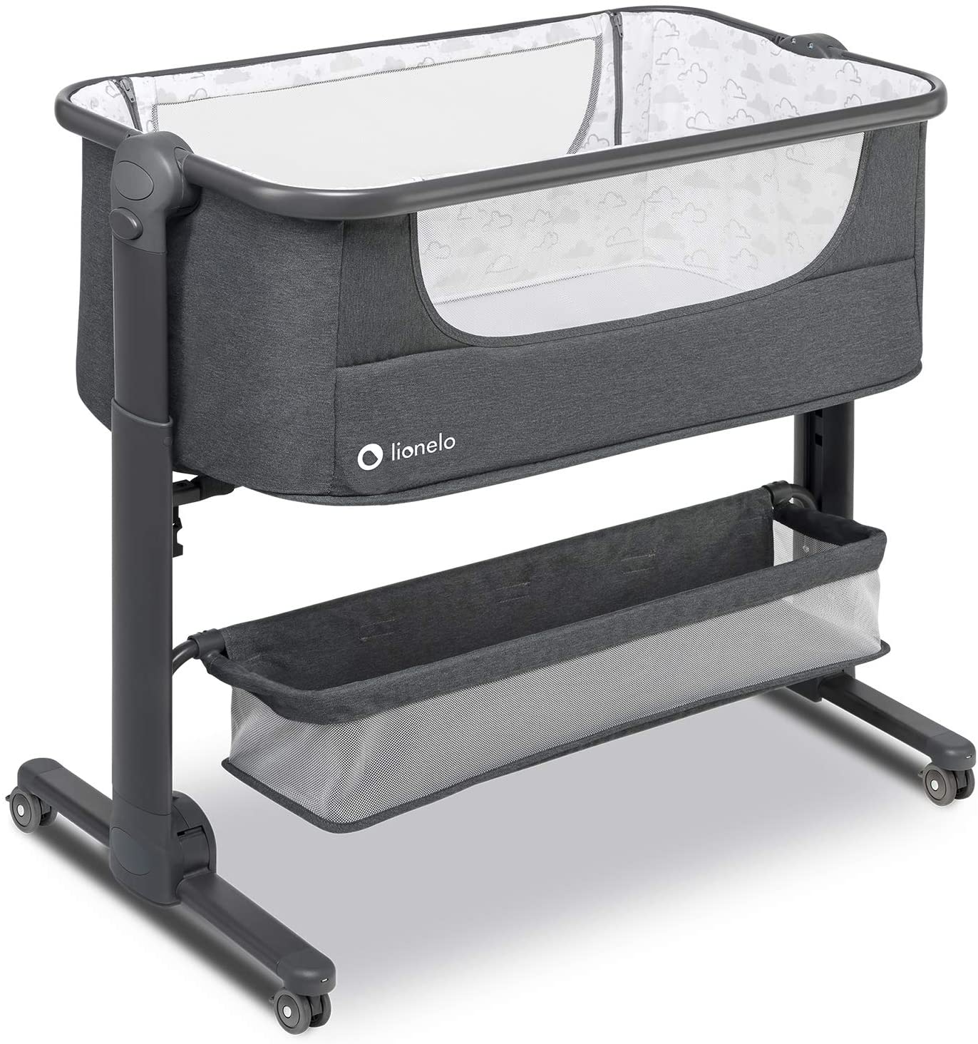 Lionelo Timon 3 In 1  Bedside Cot Standalone Travel Bed With Mattress  Grey
