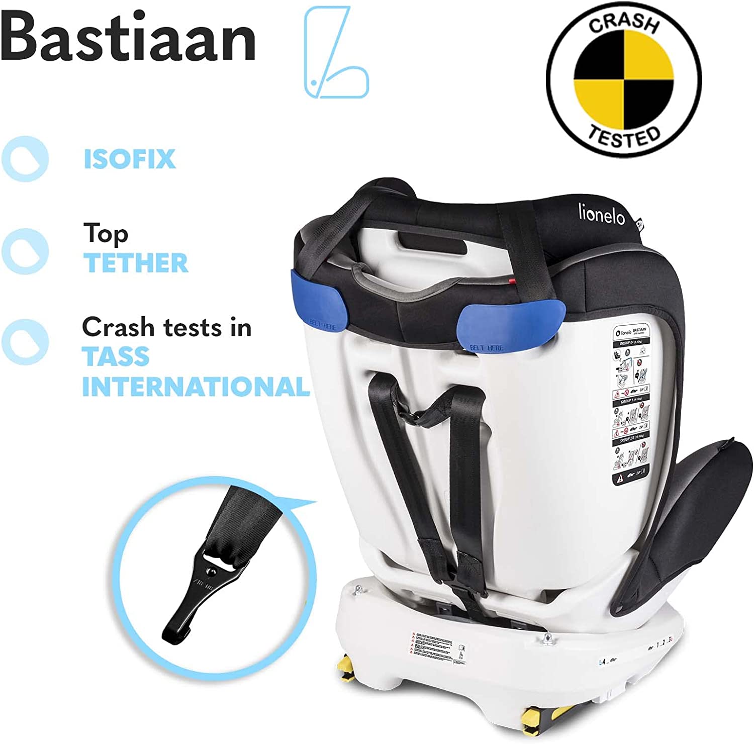 Lionelo Bastiaan 360 Baby Car Seat Grey Black Base