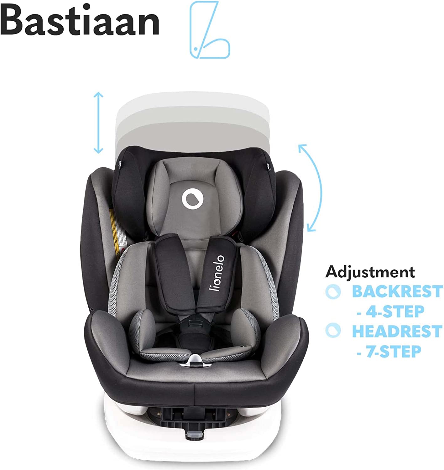 Lionelo Bastiaan 360 Baby Car Seat Grey Black Base