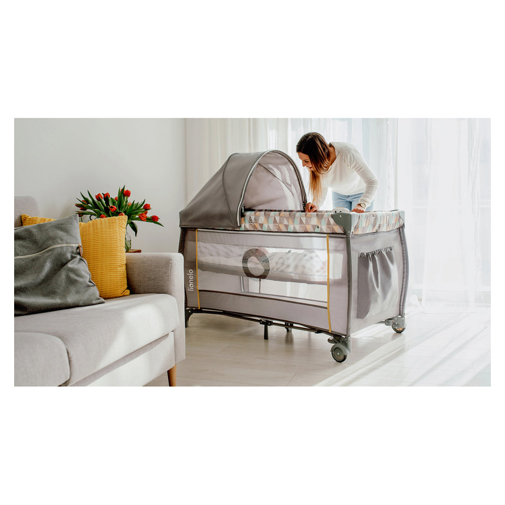 Lionelo Sven Plus 2 In 1 Travel Bed Playpen Yellow
