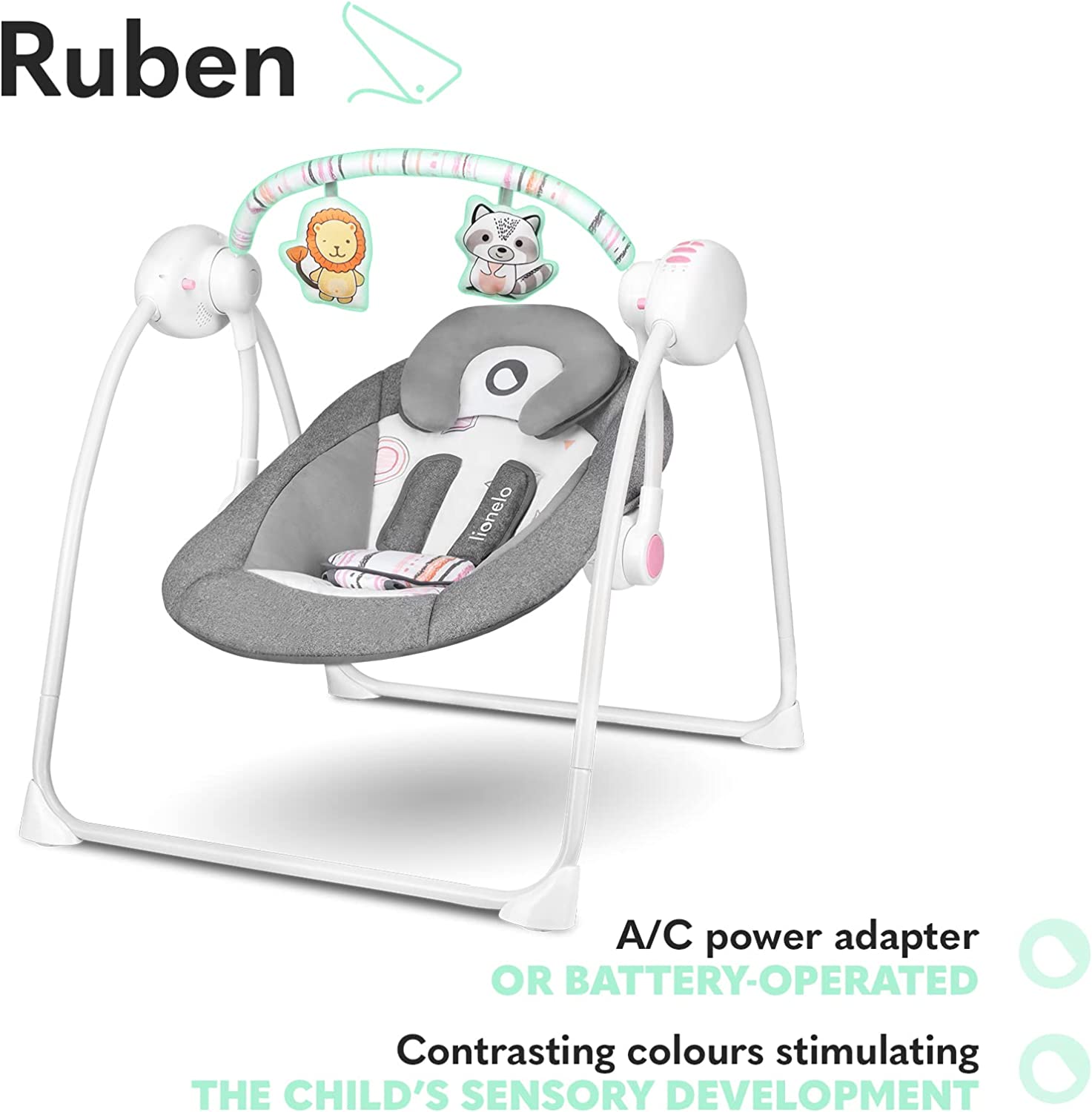 Lionelo Ruben Swinging Chair Stone Grey Rose
