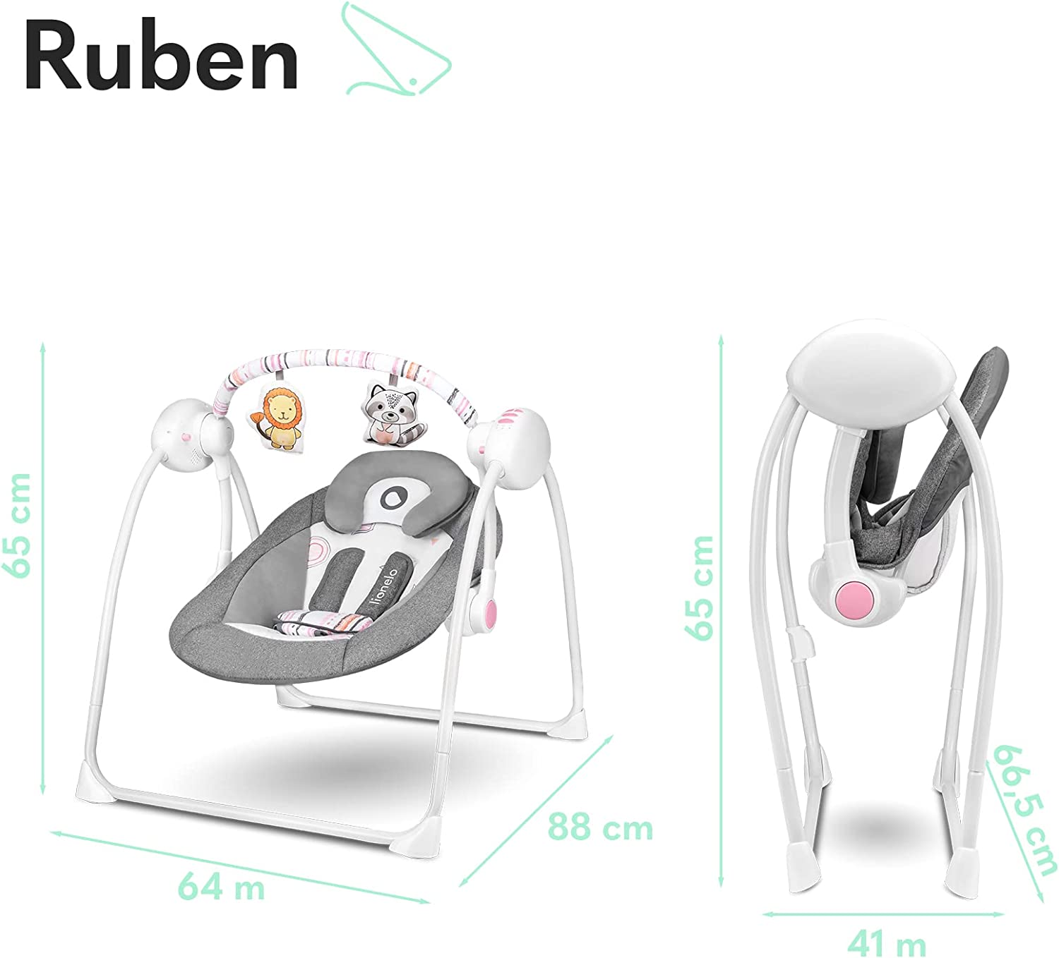 Lionelo Ruben Swinging Chair Stone Grey Rose