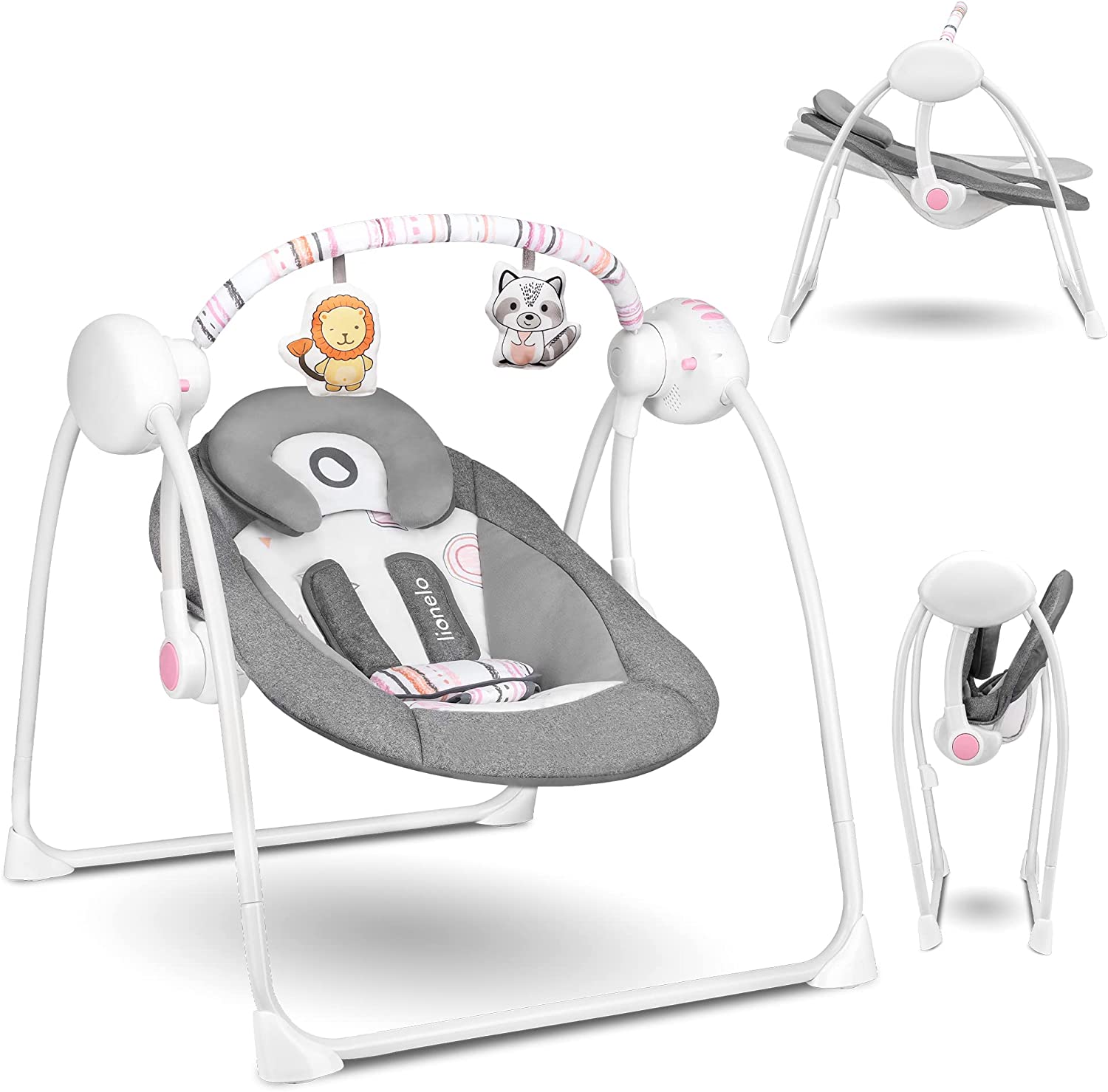 Lionelo Ruben Swinging Chair Stone Grey Rose