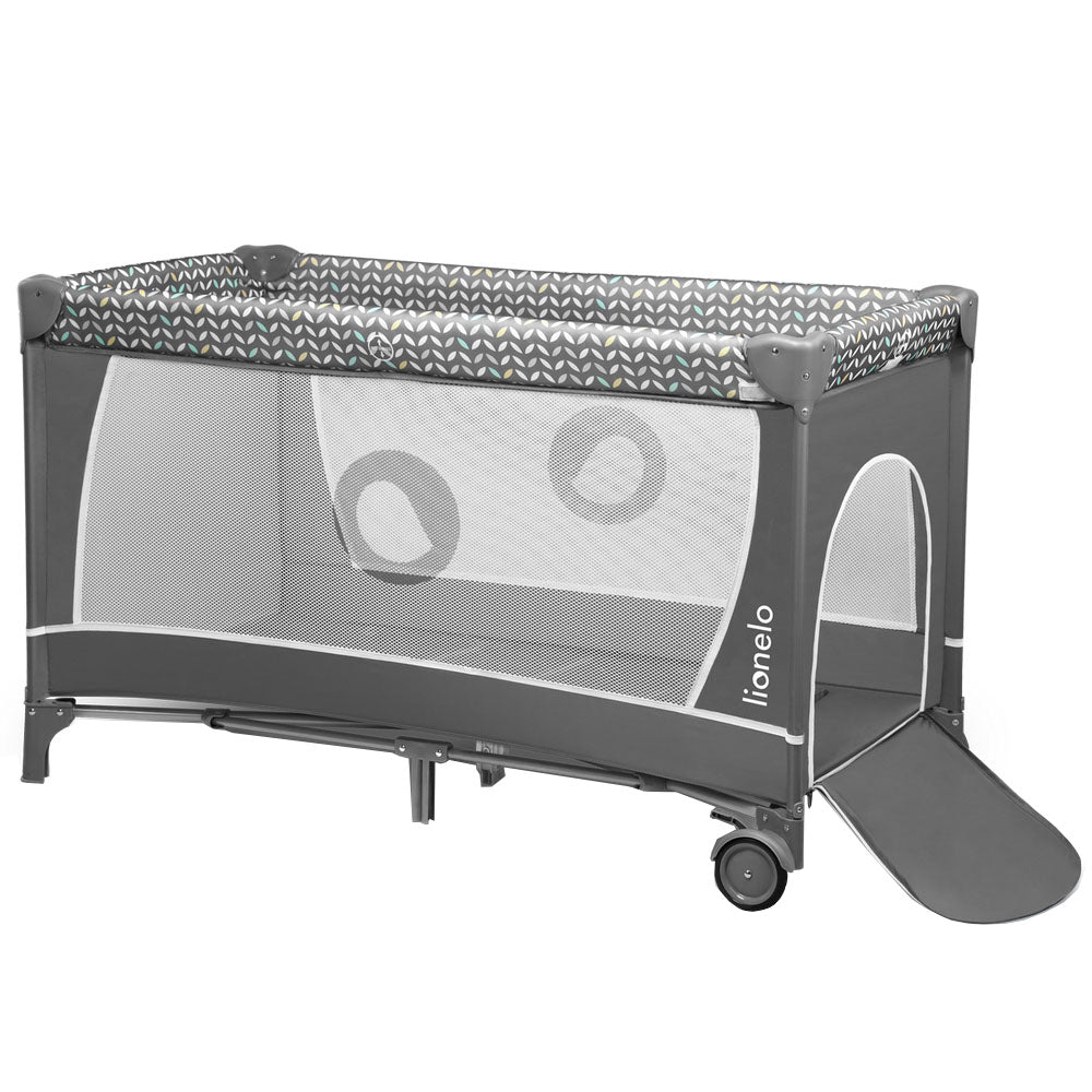 Lionelo Flower 2 In 1 Travel Bed Playpen Grey