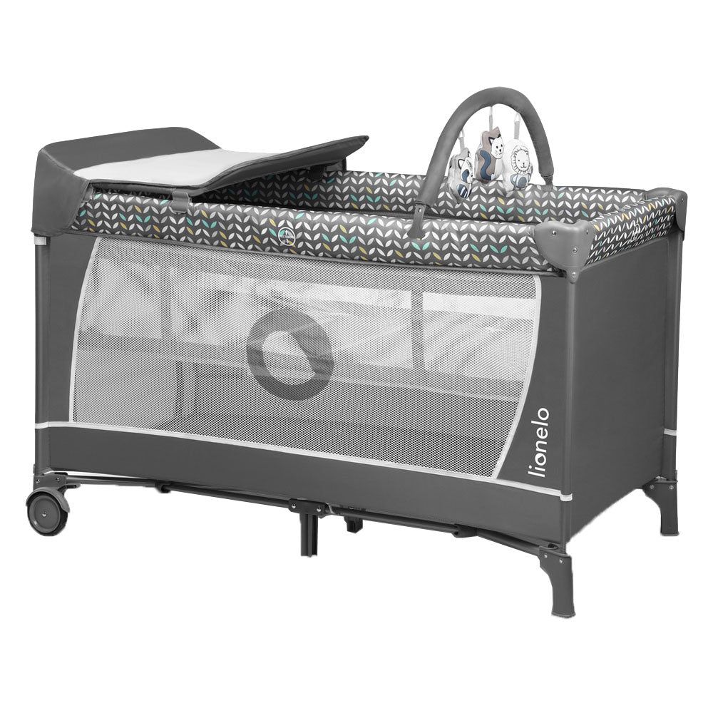 Lionelo Flower 2 In 1 Travel Bed Playpen Grey