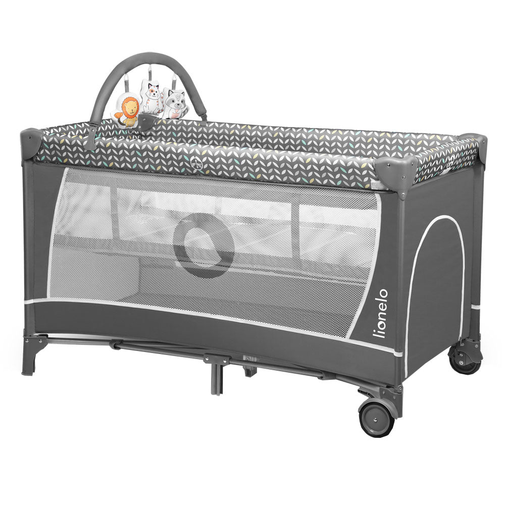 Lionelo Flower 2 In 1 Travel Bed Playpen Grey