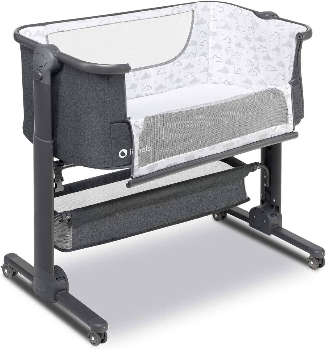 Lionelo Timon 3 In 1  Bedside Cot Standalone Travel Bed With Mattress  Grey