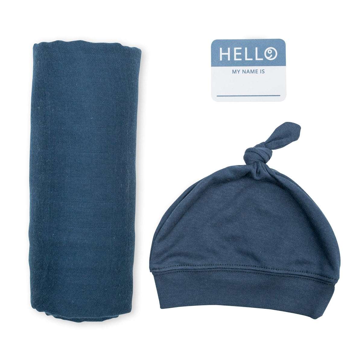 Lulujo Hello World Bamboo Hat & Swaddle Blanket Navy