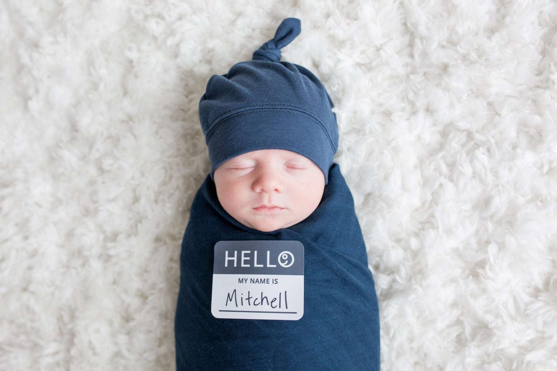 Lulujo Hello World Bamboo Hat & Swaddle Blanket Navy