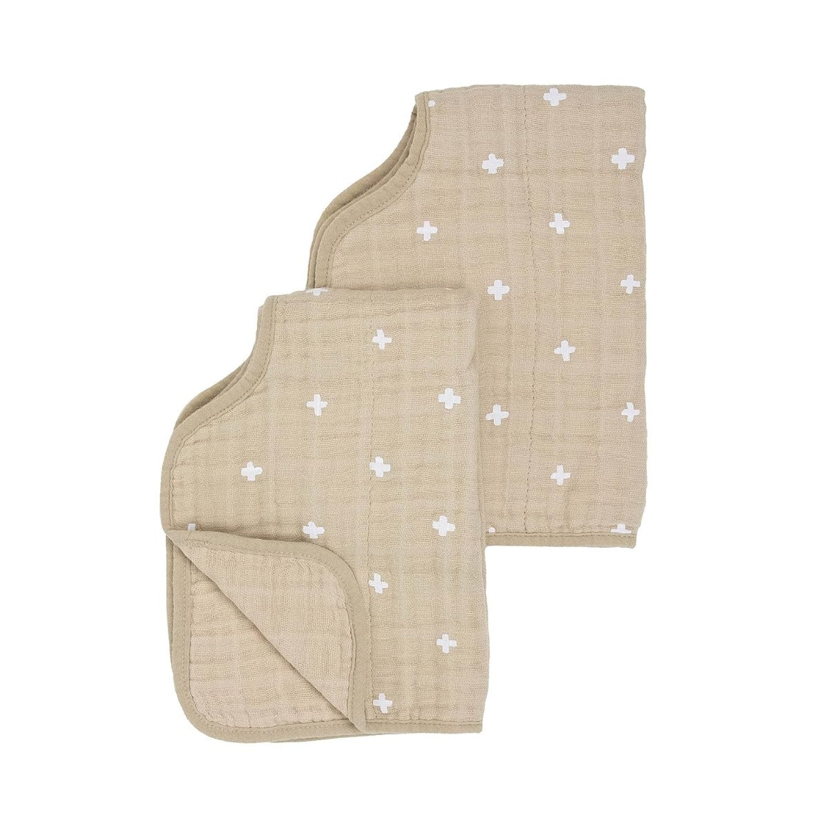 Little Unicorn Cotton Muslin Burp Cloth 2 Pack Taupe Cross