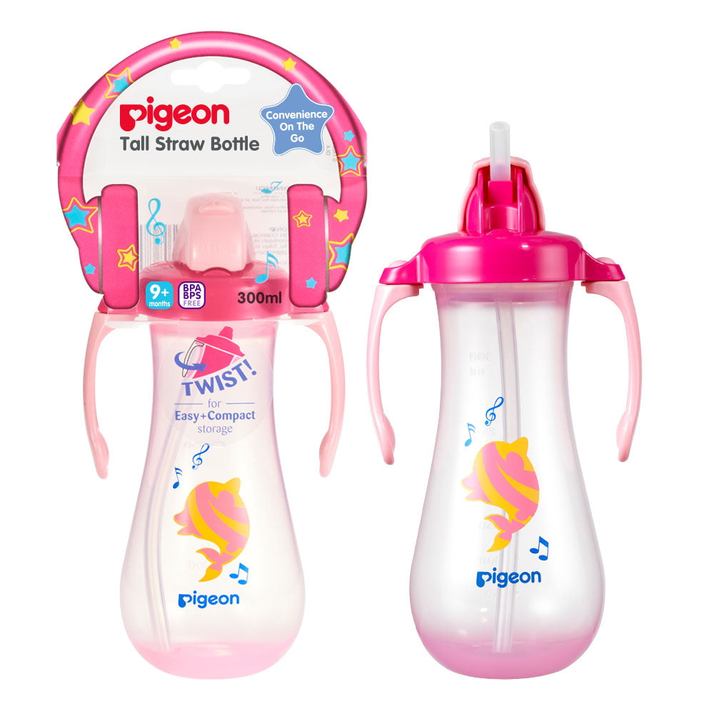 Pigeon Tall Straw Bottle Pink