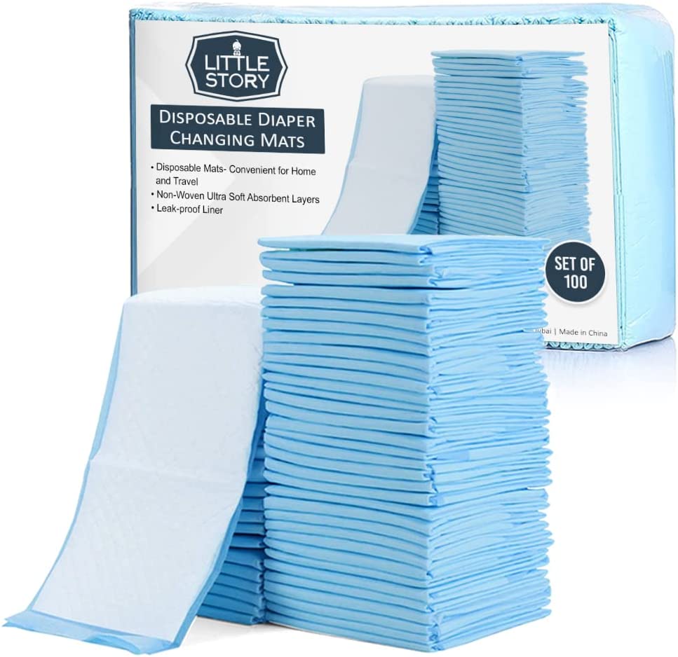 Little Story Disposable Diaper Changing Mats Pack Of 100Pcs Blue