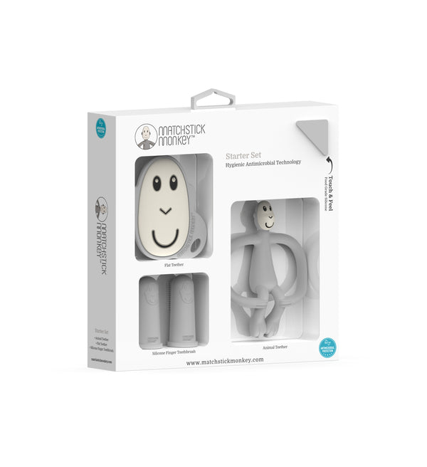 Matchstick Monkey Teething Starter Set Cool Grey