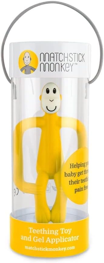 Matchstick Monkey Original Teether & Gel Applicator Silicone Rubine Yellow Monkey