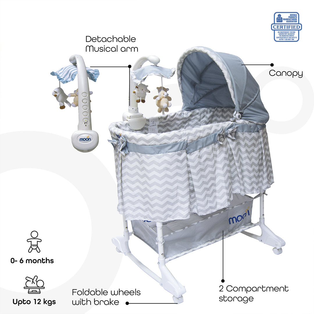 Buy Moon Soffy 4 In 1 Convertible Cradle Grey | Yallatoys.com