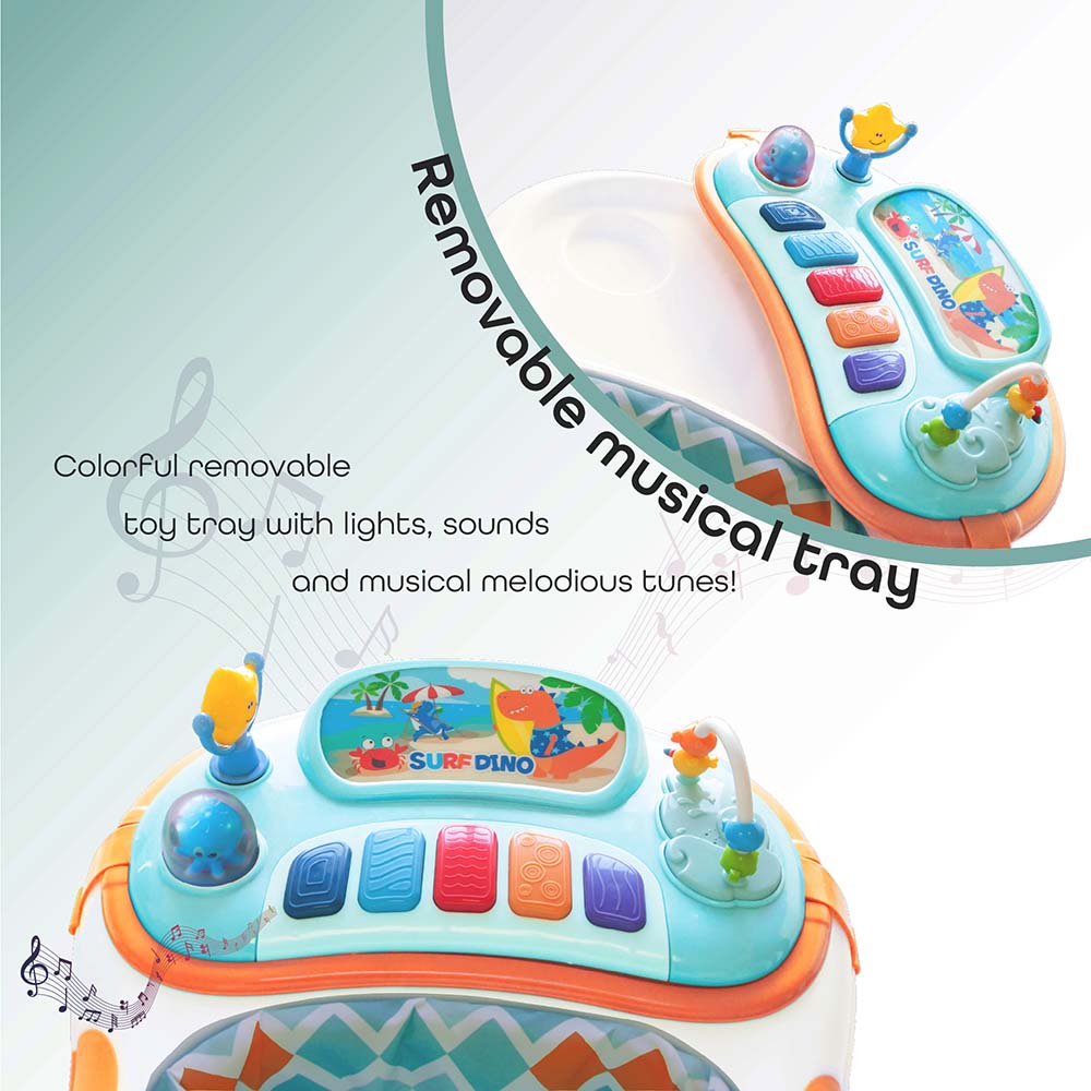 Moon Muv Walker Baby Walker with music and Sound with Anti-fall Brake Pads Grey Dino