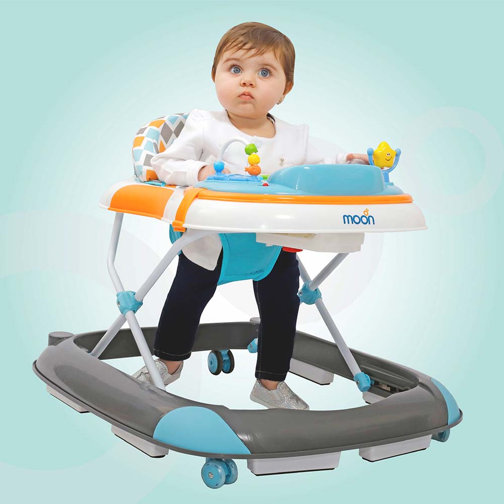 Moon Muv Walker Baby Walker with music and Sound with Anti-fall Brake Pads Grey Dino