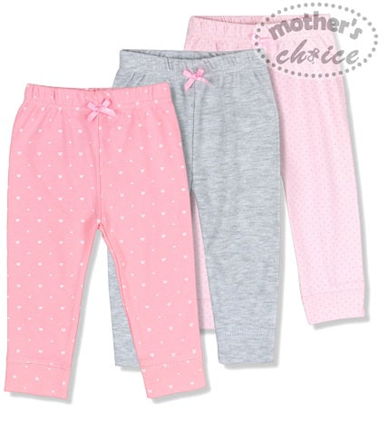 Mothers Choice Baby Legging In 3Pcs Pack - Pink