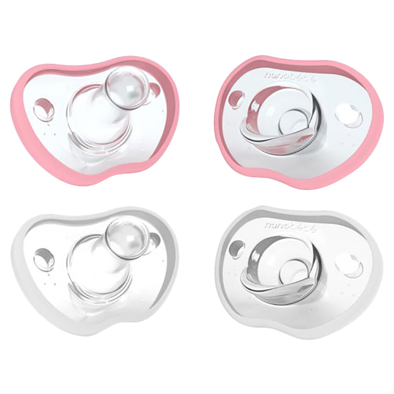 Nanobebe Flexy Pacifier 4 Pack 3M+ Pink+White