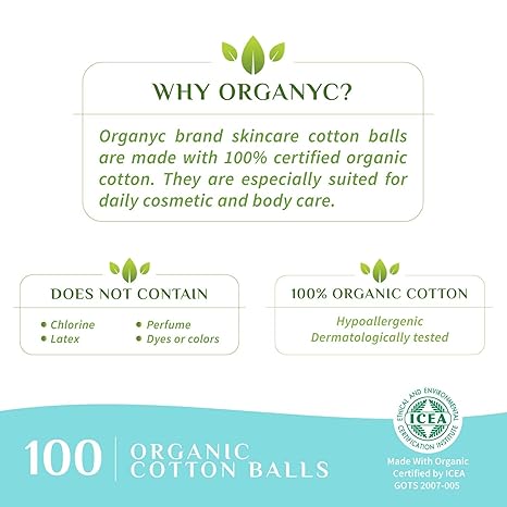 Organyc 100 Percent Organic Cotton Squares 60pcs