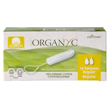 Organyc 100 Percent Organic Cotton Tampons Regular 16Pcs