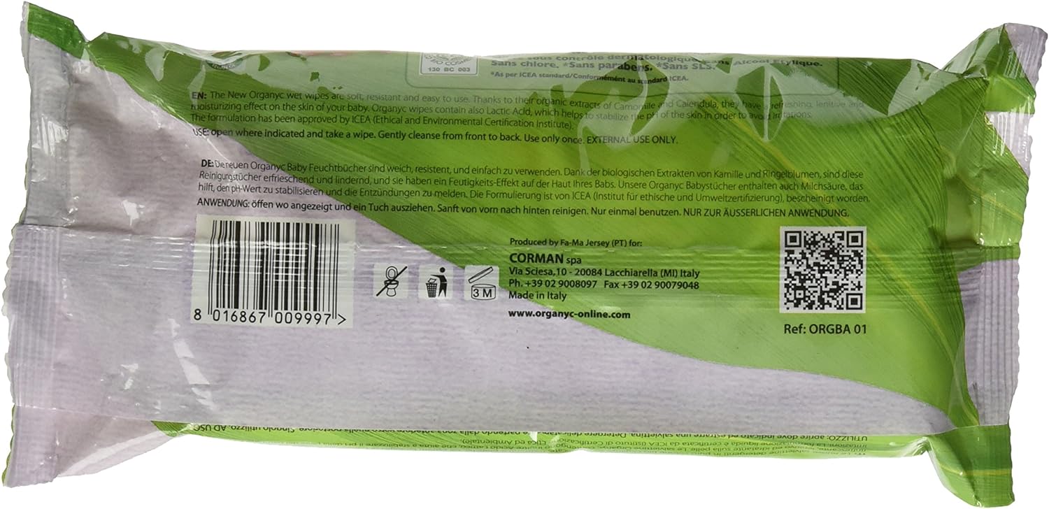 Organyc 100% Organic Cotton Baby Wipes 60Pcs