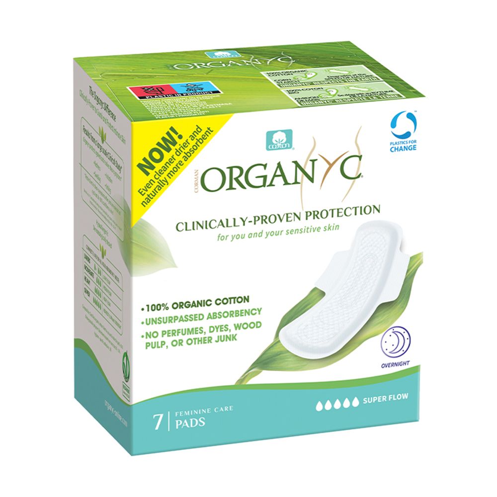 Organyc 100 Percent Cotton Overnight Protection Pads Maximum Coverage
